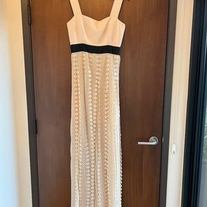 Self Portrait long floor length  Ivory dress with panels